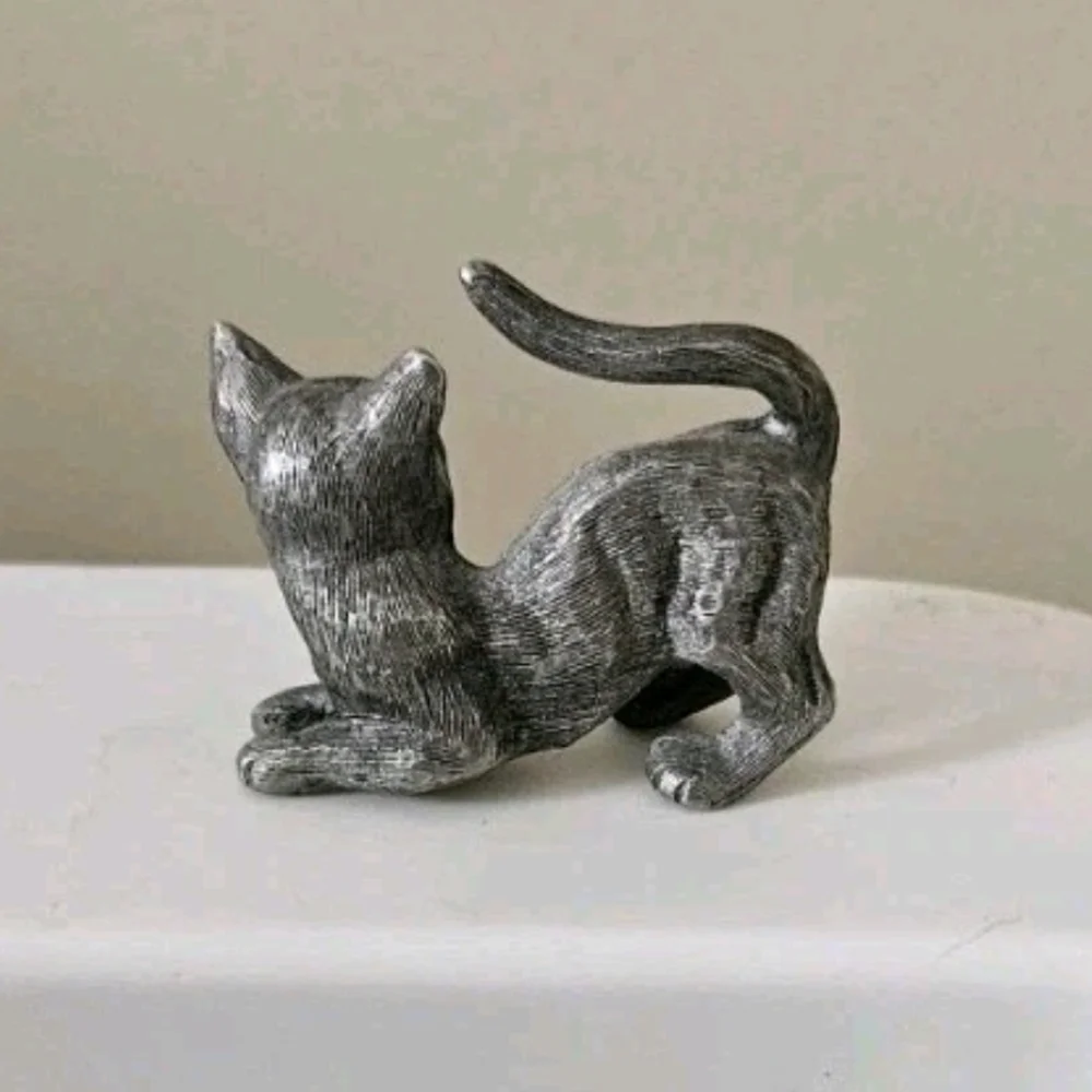 Vintage Spoontiques P6 Pewter Miniature Metal Cat Kitten Figure